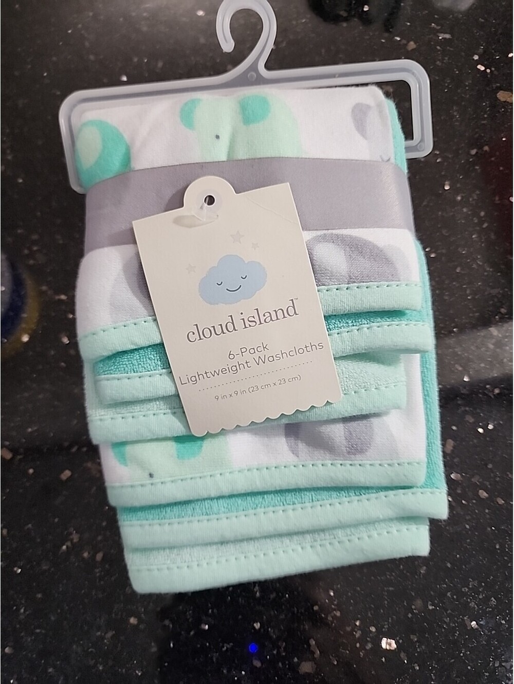 Cloud Island 206-05-1958 9x9in Lightweight Washcloth Set - Mint, Pack of 6